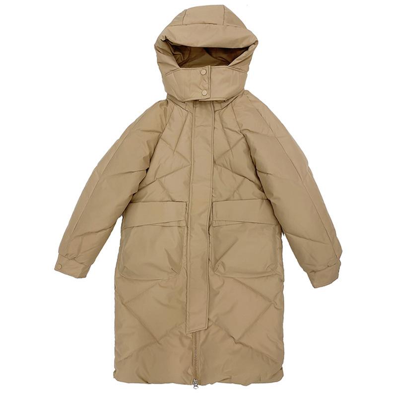 New European Down Cotton-padded Coat Women's Medium and Long Slim Fit Large Size Long Knee Bread Cotton Coat