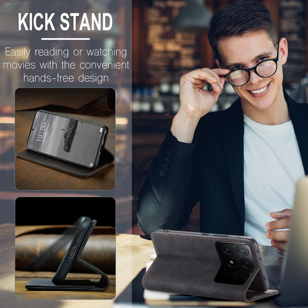 For Xiaomi Redmi K70E 5G/Xiaomi Poco X6 Pro 5G Wallet Case CASEME 013 Series PU Leather Phone Cover Stand