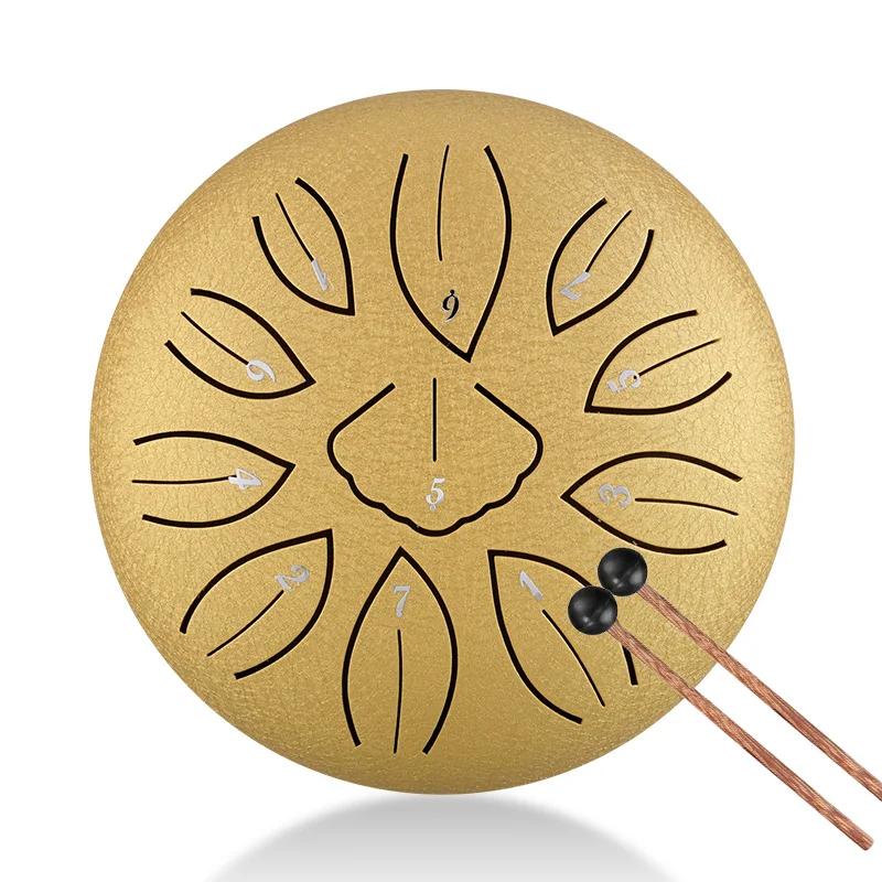 Hluru Glucophone Steel Tongue Drum 6 Inch 11 Notes C5 Key Drums Tone Ethereal Hand Pan Drum Instrument Musical Instruments