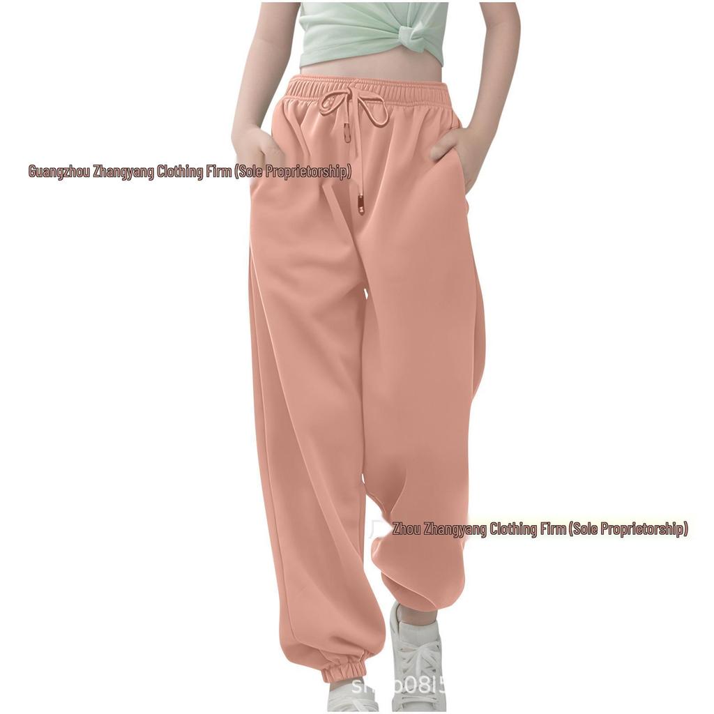 Pantaloni della tuta tinta unita larghi per bambini 2024 per primavera e autunno