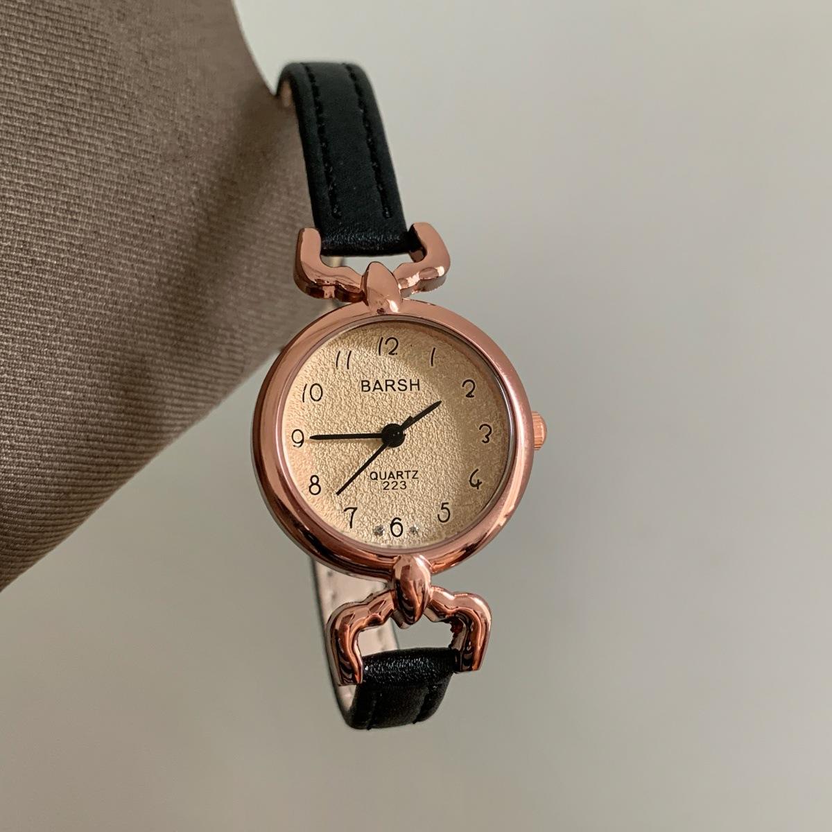 Barsh Hong Kong Style Watch Female Student Retro Literary Niche Women S Belt Simple Thin Belt Round Small Dial Women