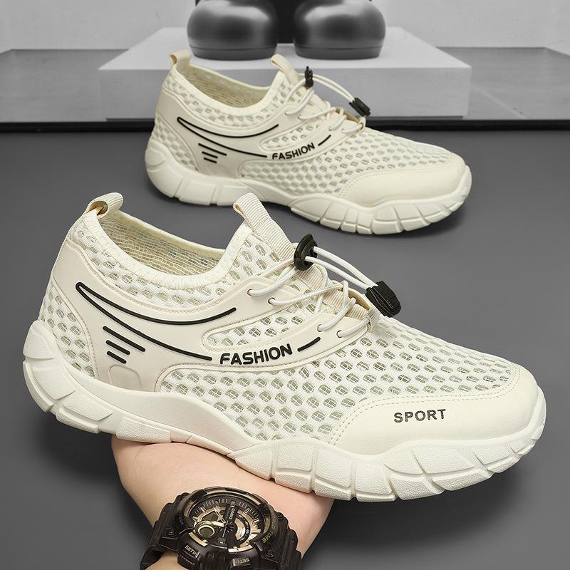 Men's shoes summer new breathable hollow mesh shoes men's trend versatile thick-soled fly-woven sports shoes casual hole shoes