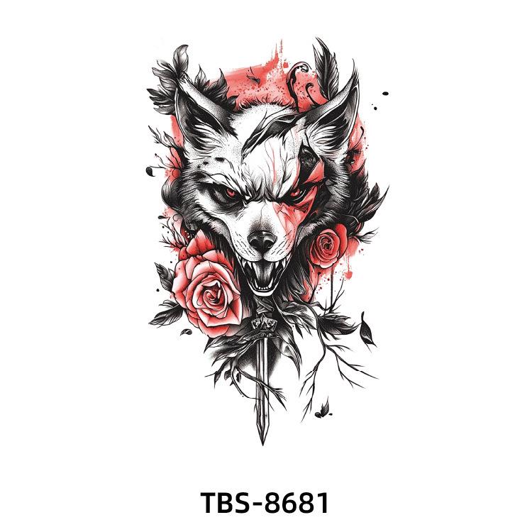 2025 Full/Half Arm Wolf, Tiger, & Flower Tattoo Stickers - European/American Style