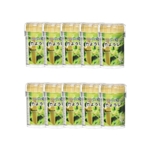 Yanagi Products Bamboo Toothpicks, 6.5cm, Approximately 280 Toothpicks X 10-Pack, Durable, Break-Resistant, Tip-Resistant, Hard Container, Y-078