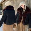 European goods pie overcome women's short autumn and winter new imitation fox big fur collar down cotton clothes loose cotton clothes