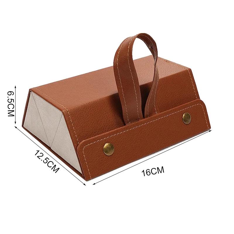 Glasses Storage Box With Multiple Compartments Large Capacity Portable Leather Foldable Sunglasses Storage Box