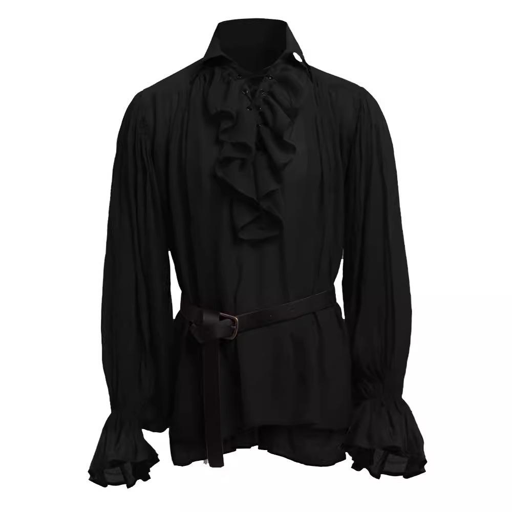 Haut de performance médiéval américain pour hommes à lacets et manches bouffantes