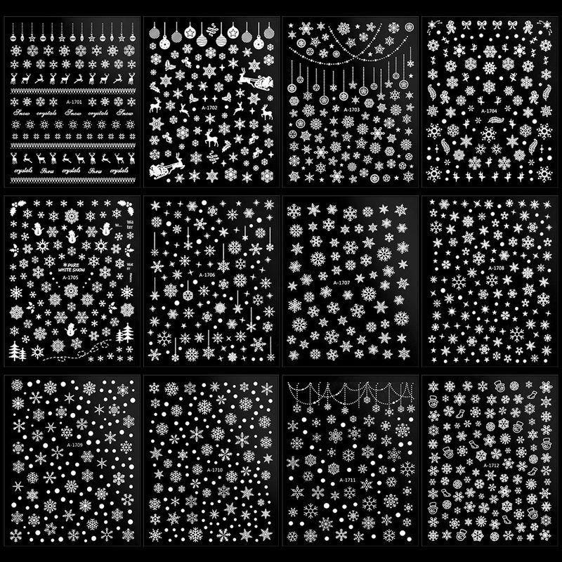 

Snowflake White Autumn and Winter All-Match Small Pattern Nail Stickers White snowflake -12 combination