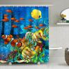 1pc Patternclownfish Ocean Shower Curtain Bathroom Partition Decorative Curtain Machine Washable Ocean Window Privacy Curtain