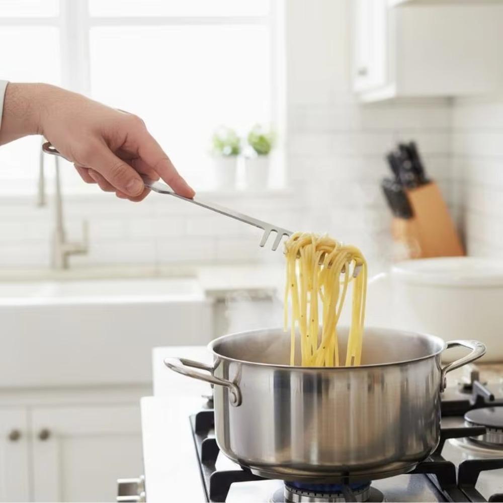 Langer Griff Spaghetti-Serviergabel Edelstahl Nudelrührgabel Lustiger Pasta-Kamm Kochen
