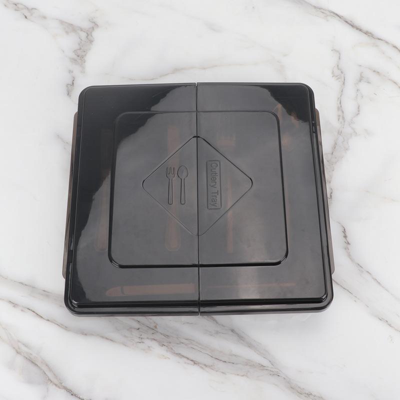 Plastic Cutlery Tray for Kitchen Drawers Portable Cutlery Holder with Transparent Lid Sealed Dustproof Cutlery Organiser Trays