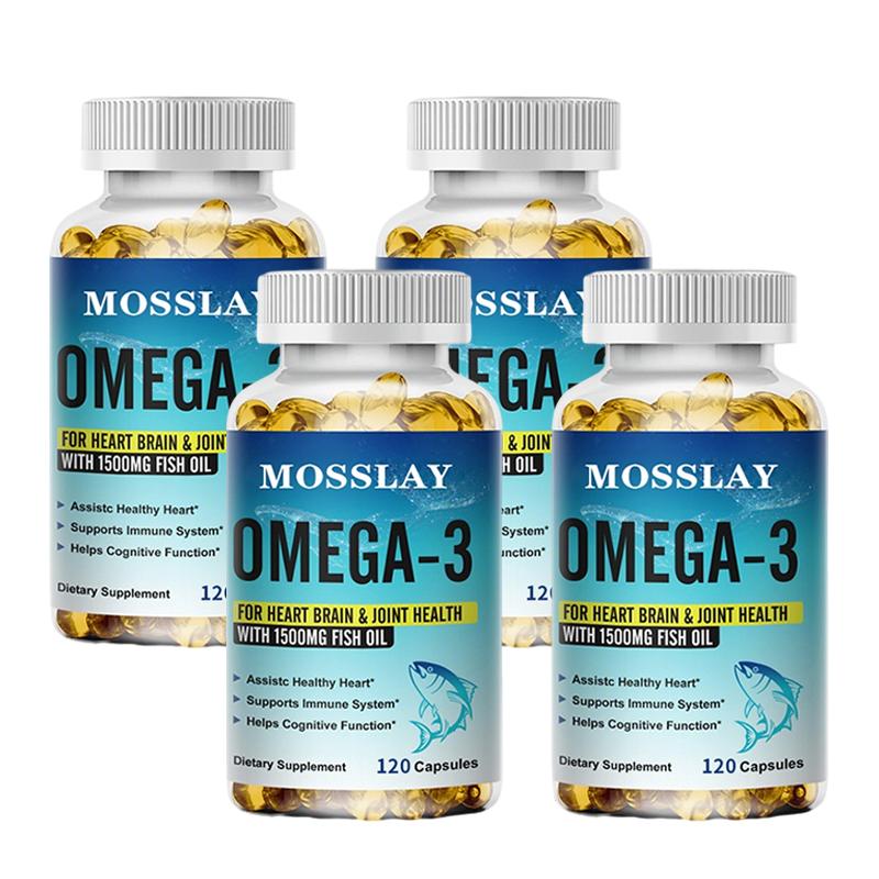 High-concentration Deep-sea Fish Oil Omega-3 Capsules, 1500 Mg Fish Oil Per Serving, Rich In EPA and DHA, Suitable for Adult Use.