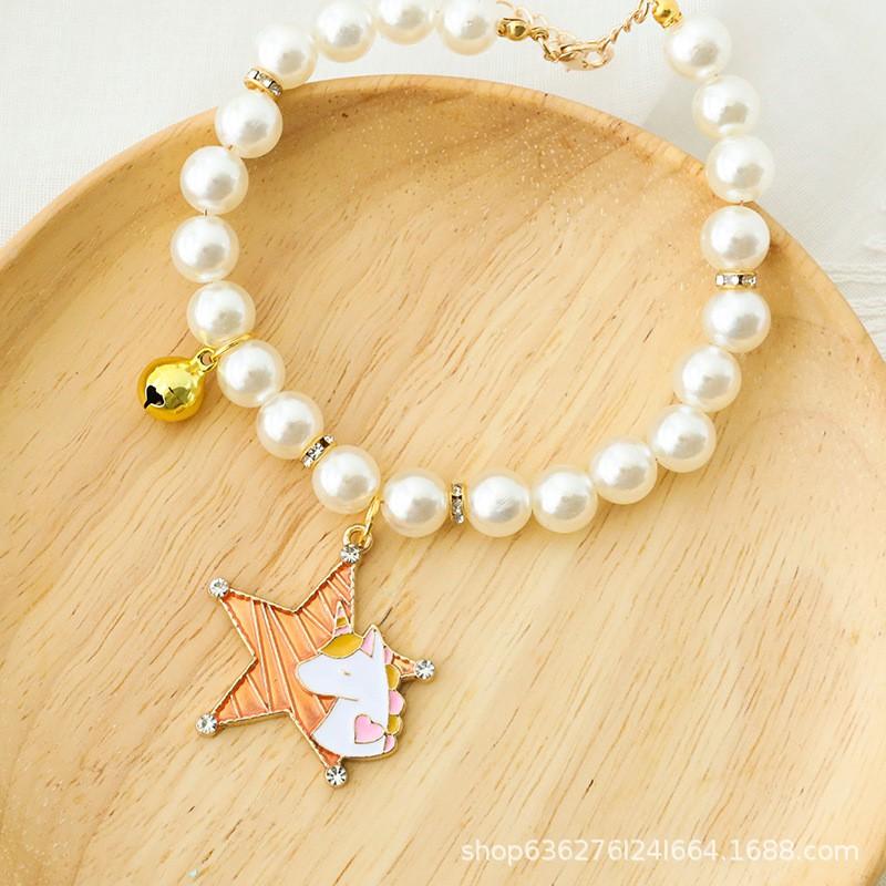 Bowknot Cat Pearl Pendant Pet Collar Cute Dog Decorative Adjustable Necklace Small Pets