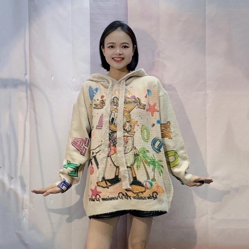Women's Retro Trendy Heavy Embroidery Hooded Sweater - New Spring/Autumn Stylish Loose Top