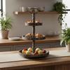 Two Tiered Dessert Stand 2 Tier Wooden Tray Handcrafted Country Chic for Party Hosts,