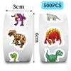 500 Pictures/roll Roll Sticker Tape Cartoon Dinosaur Handbook Material Decorative Envelope Seal Sticker