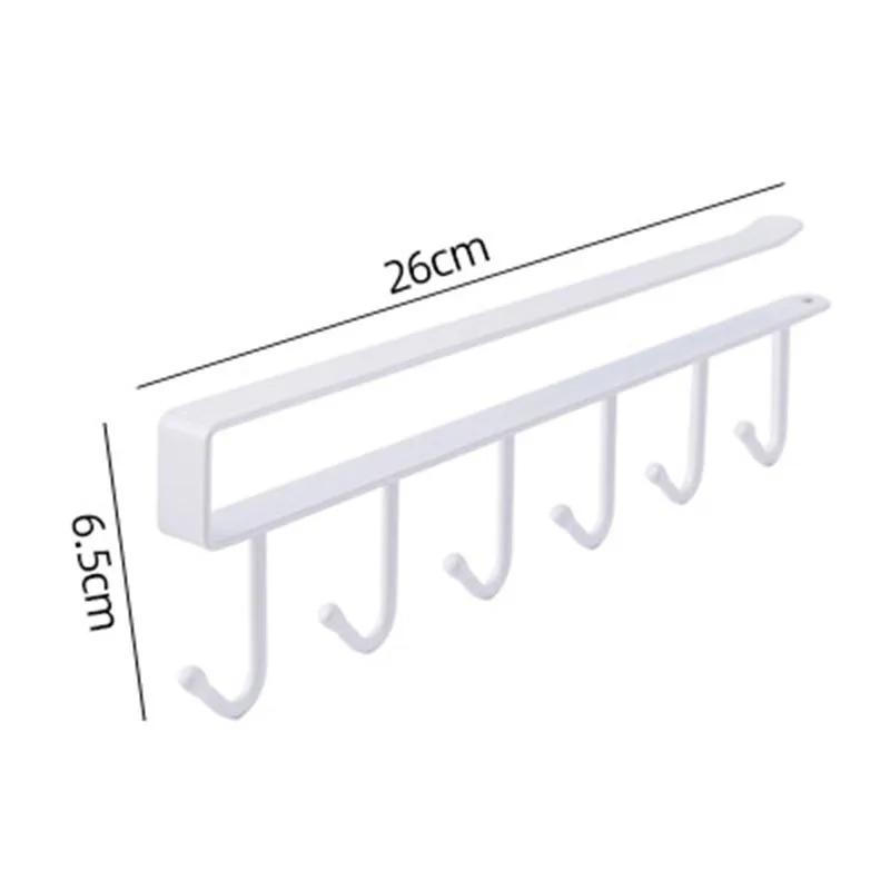 Cabinet Storage Rack Multifunctional Wardrobe Organizing Rack 6/12 Hooks Kitchen Cup Holder No Punching Storage Rack Organizer