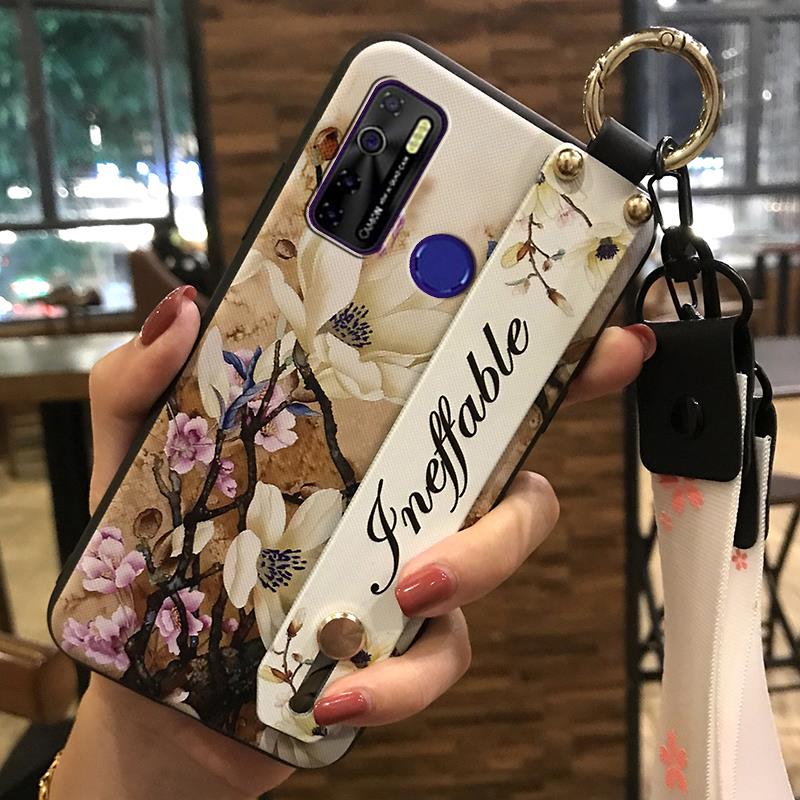 Shockproof Wrist Strap Phone Case For Tecno Camon15/15Air/16S/KD7H/CD6/CD7/Spark5/5Pro Wristband Protective Back Cover