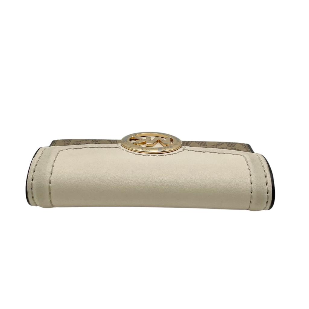 Used Michael Kors 6 Key Holders Signature FultonKey Holder  Beige/white PVC/leather Women