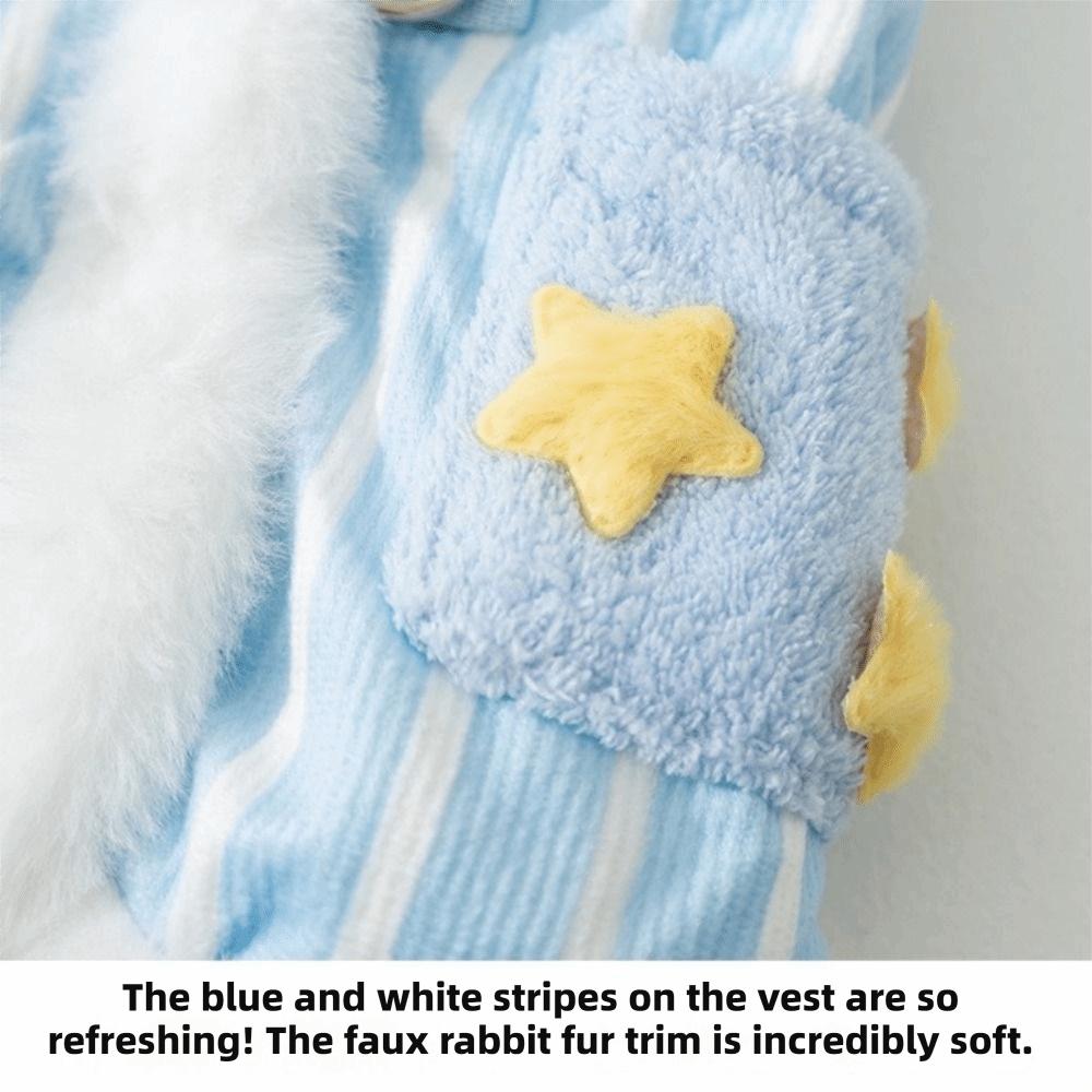 Cute Two Leg Star-Print Scarf Dog Coat Warm Sleeveless Dog Winter Clothes Comfortable Puppy Plush Jacket For Pets