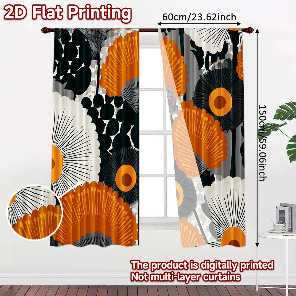 2pcs, 2D FLAT PRINTING Curtains (Without Rod) Geometric Flow(1) Holiday Halloween Christmas Printed Curtains Versatile Polyester