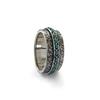 Retro Embossed Floral Turquoise Ring - Unisex European & American Fashion