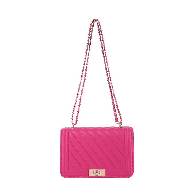 

Chic Spring Women s Mini Handbag Solid Color Pu Material Chain Strap Single Shoulder Bag With Stitching Details червоний