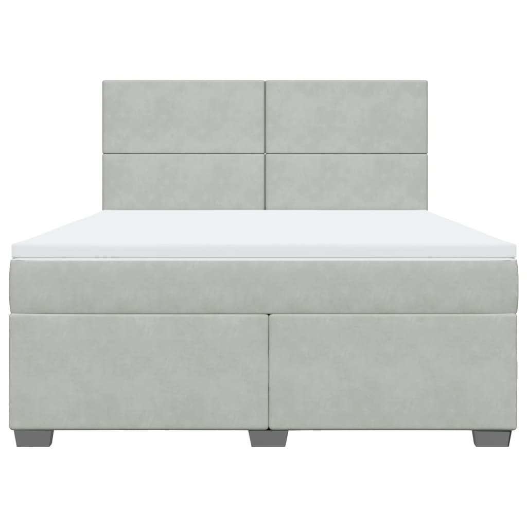 Box Spring Bed with Mattress Light Gray 180 x 200 cm Velvet