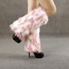 Women Harajuku Furry Leg Warmer Fall Winter Gothic Colorblock Dots Faux Fur Plush Boot Cover Cuffs Cosplay Fuzzy Socks
