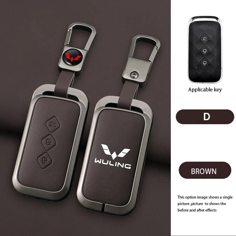 

Zinc Alloy Leather Car Smart Key Fob Case Cover For Chevrolet Aveo Trax Groove Captiva Wuling Flip Keychain Accessories
