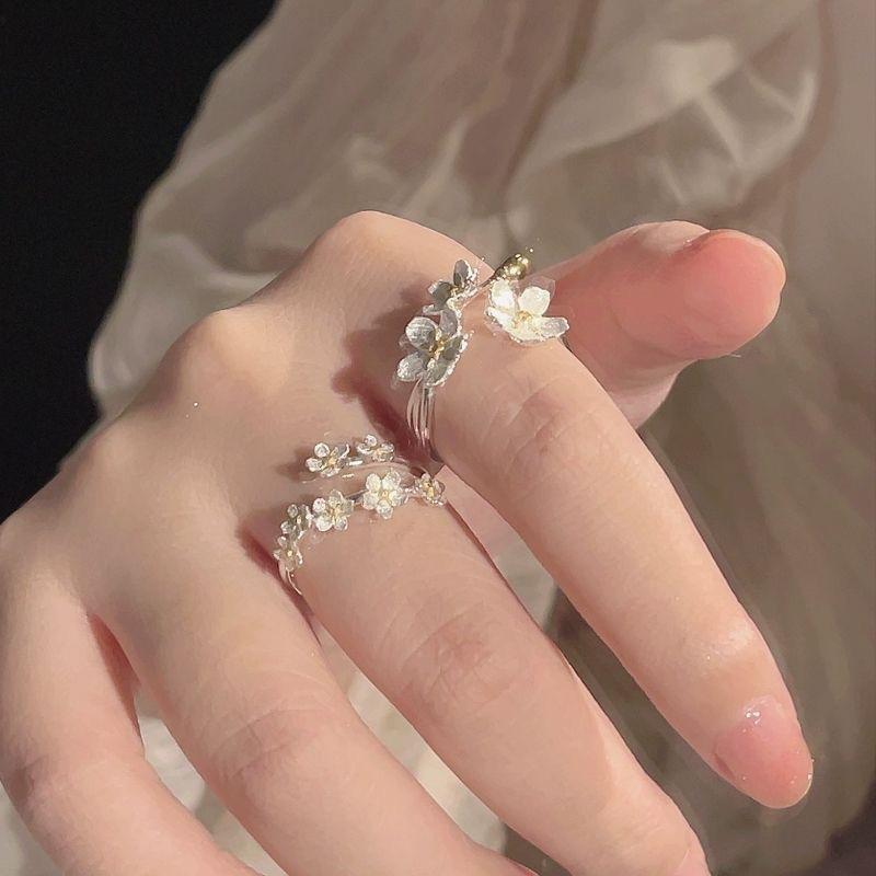 Ancient Flower Ring Female Iris Jasmine Index Finger Ring Open Butterfly Camellia Rose Ring