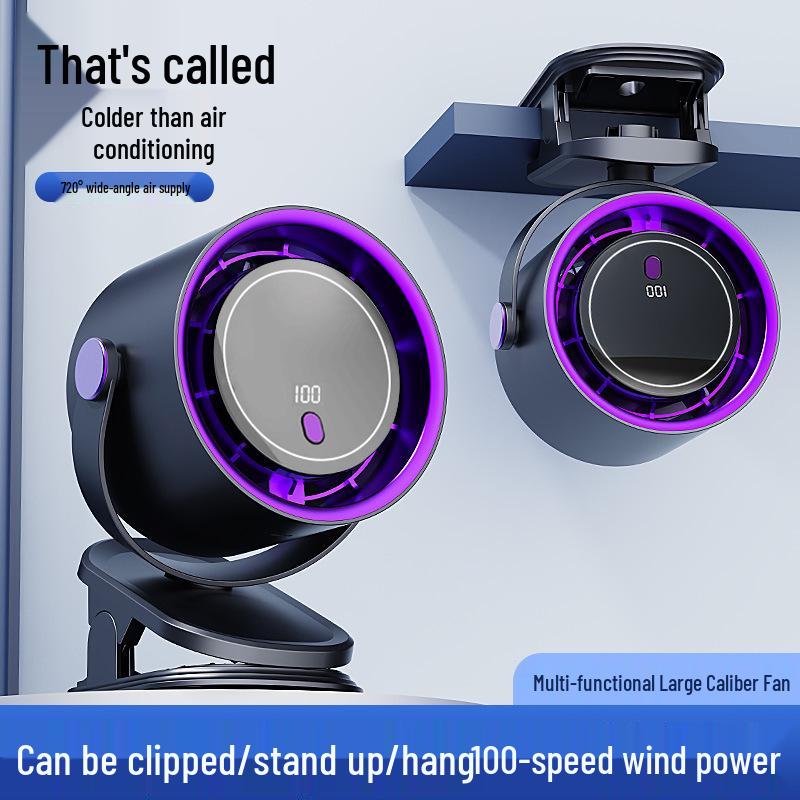 Wall-Mounted Digital Clip Fan with Timer, 100 Speed Settings, USB, Desktop and Household Use