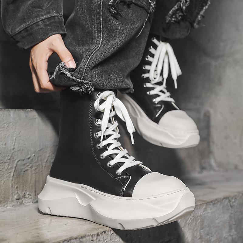 2025 Men's High-Top Thick-Soled Zipper Martin Boots - Fashionable and Versatile Autumn Footwear
