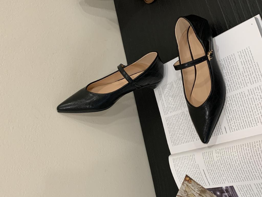 2025 New Pointed One-word Belt Niche Shallow Mouth Mary Jane Versatile OL Commuter Work Women's Shoes
