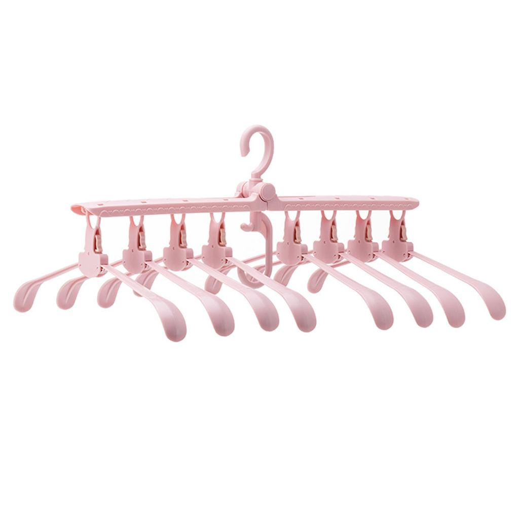Foldable Storage Clothing Hanger Widened No Trace Space Saving Rotating Garment Coat Clothes Hanger Pink