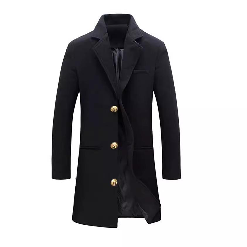 Men's Multi-color Wool Mid-length Windbreaker Coat