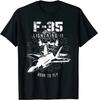 F35 Taktischer Kampfpilot USAF Luftfahrt Geboren zum Fliegen Unisex T-Shirt Kurzarm Lässig Baumwolle Rundhals Sommer Shirt