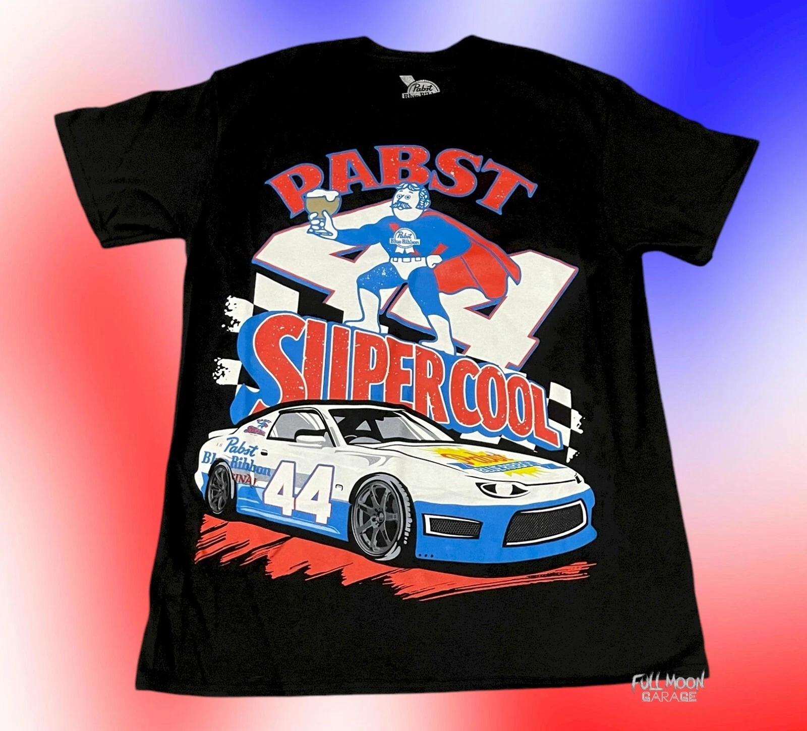 New Pabst Blue Ribbon Racecar Super Cool Beer Mens PBR Vintage Classic T-Shirt 2XL