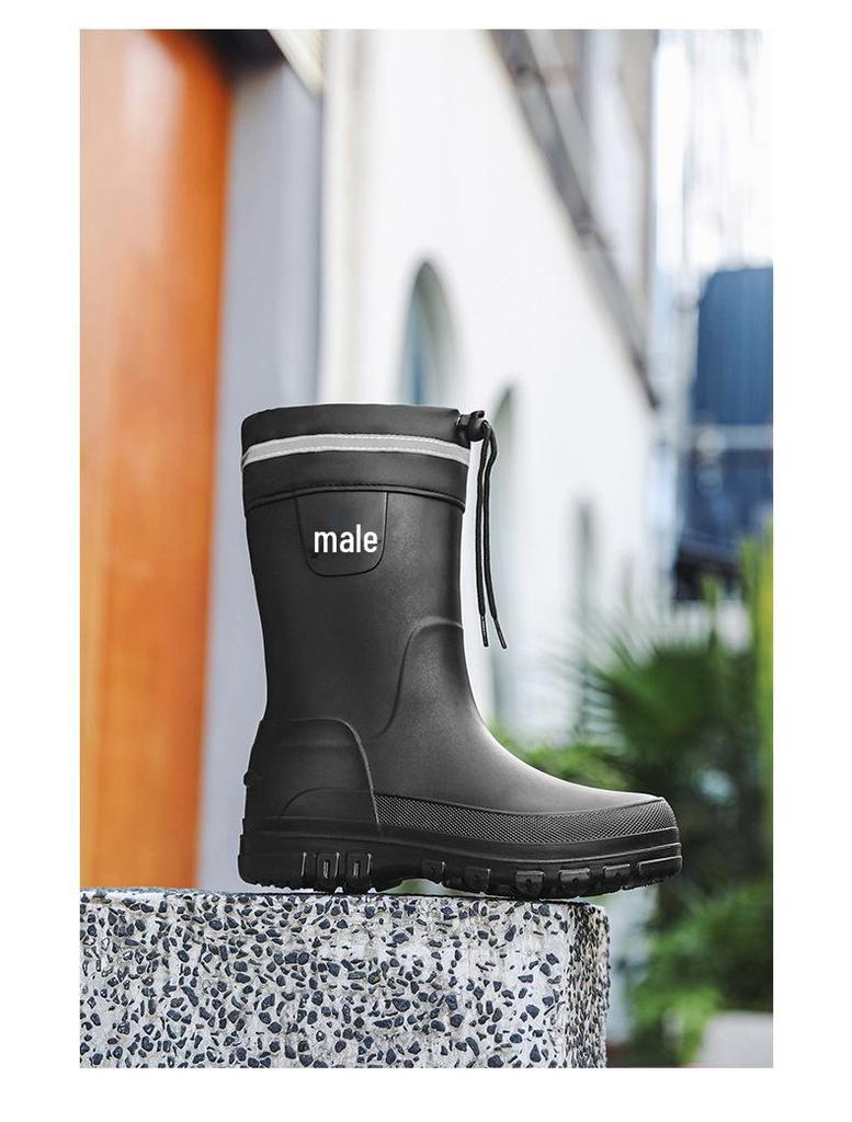 Men's Waterproof Non-Slip Mid-Calf Rain Boots - Korean Style Fashion for All Seasons