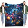 1pc Dream Butterfly Digital Printed Design Blanket - All-Season Soft Flannel Throw with Vibrant Butterfly & Floral Patterns