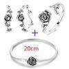 Original 925 Sterling Silver Thorny Rose Earrings Ring Bracelet Set For Women Fashion Personalized Black Rose Jewelry Gift