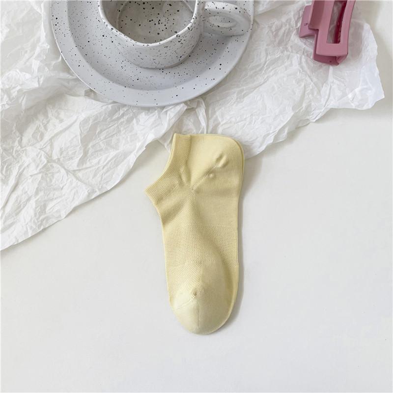 Vintage Socks Women'S Thin Mesh Women'S Socks Boneless Macaron Color Boat Socks Anti-Ball Cotton Socks
