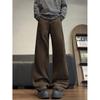 Amerikanische Retro-braune diagonale lässige Latzhose Herren Amerikanische High-Street-Trendmarke Säbelhose gerade Röhre Micro-Stretch-Hose