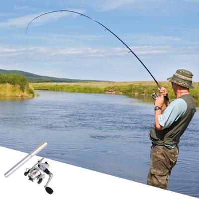 Wędka 1M Pen Fishing Rod z kołowrotkiem obrotowym Heavy Duty Mini Pocket Telescopic Fishing Pole Short River Lake Reservoir Ice Fishing Rod Akcesoria wędkarskie