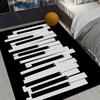 Schwarz-Weiß-Klaviertasten 3D-Teppich für Musikliebhaber Schlafzimmer Wohnzimmer Dekoration Rutschfeste Fußmatte mit Realistischem Tastaturdesign