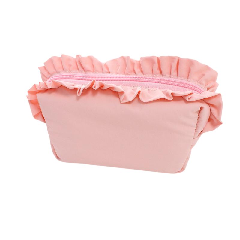 Ruffle Cosmetic Bag Multi-Color Cute Makeup Pouch Zipper Travel Portable Toiletry Organizer Bag For Women Girls