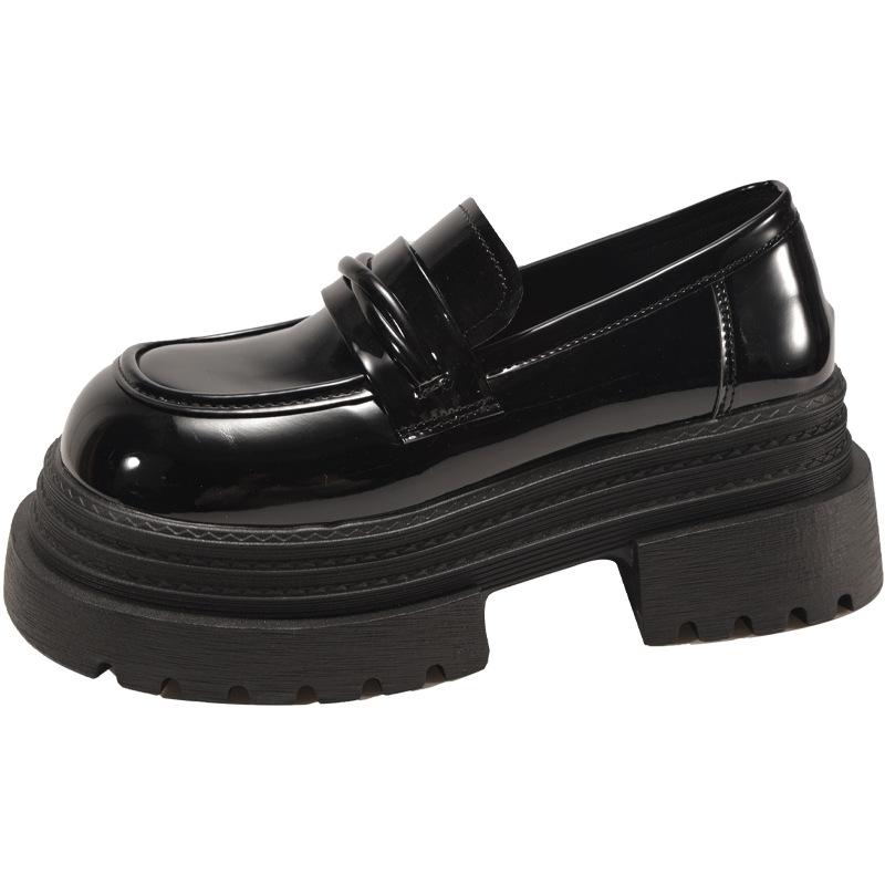 Fashion commuter French black thick heel platform loafers women 2025 Internet celebrity new spring and autumn Mary Jane small leather shoes