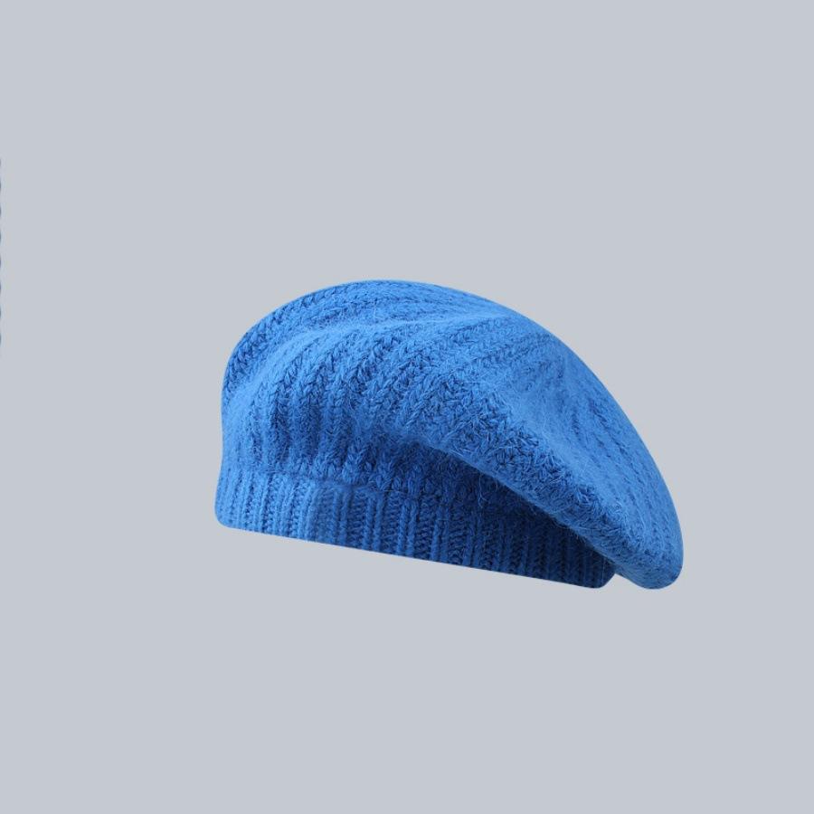 Женские мохеровые береты, шапки французского художника, зимние теплые шапки из кроличьего меха, однотонные элегантные женские осенние береты в стиле ретро, ​​шапки-береты