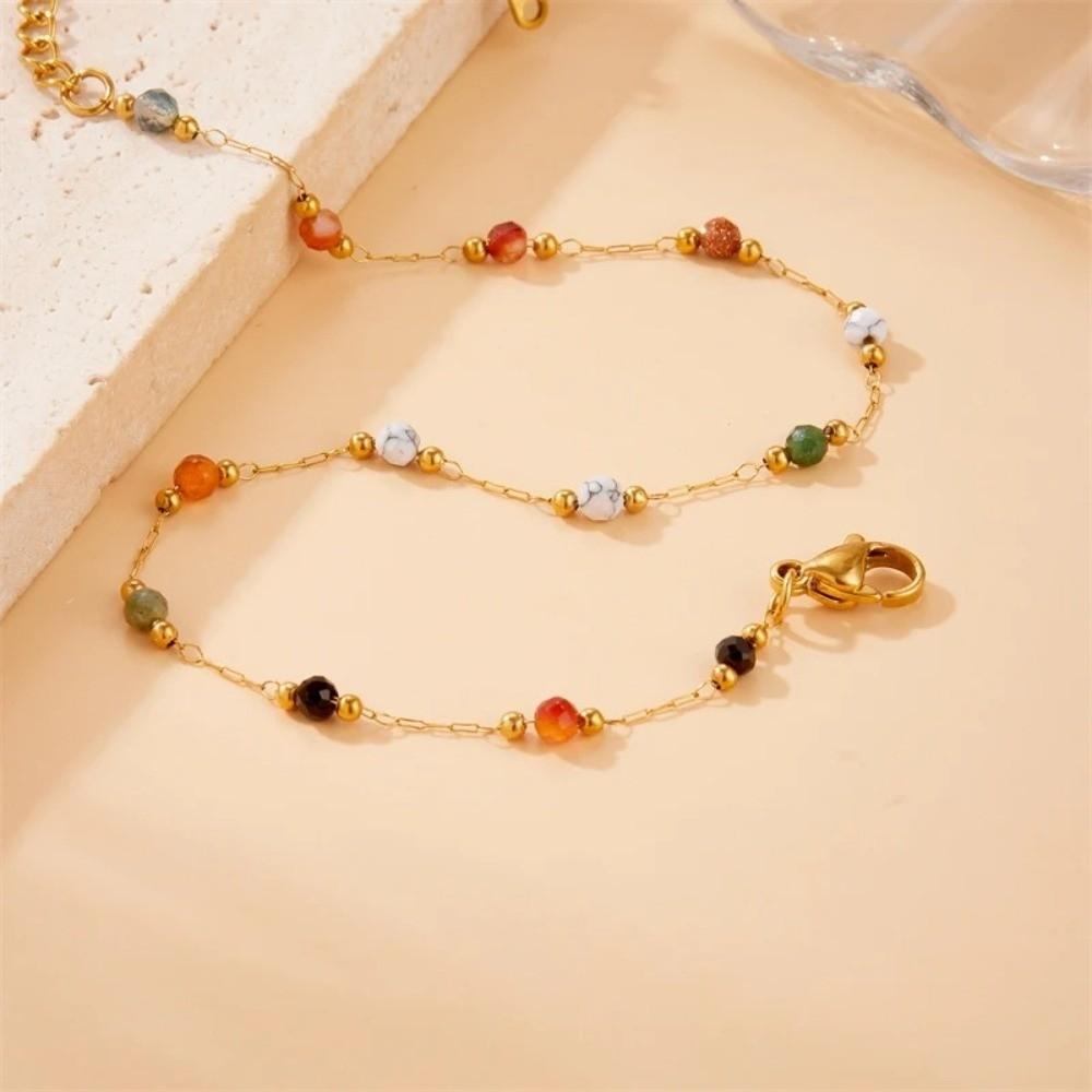 Stylish Stainless Steel Beads Alloy Non-fading Jewelry Beads Bracelet Gold Bracelet Gift