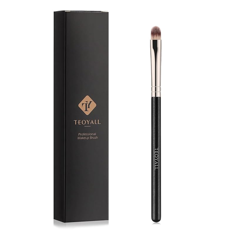 TEOYALL Eyeshadow Blending Brush, Soft Dense Synthetic Bristles Crease Brush For Powder Cream Contour Bronzer Concealer Round Concealer